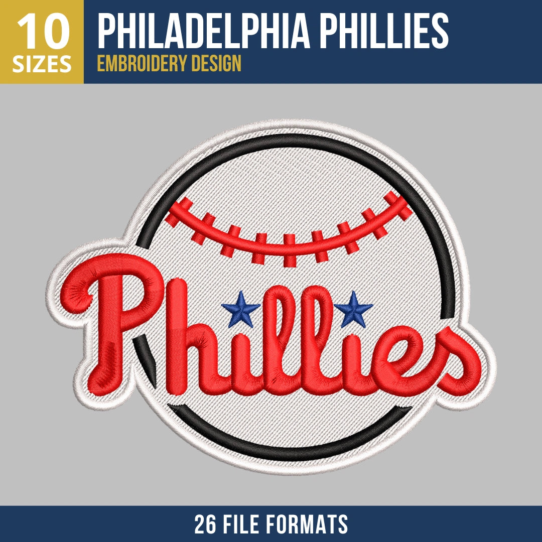 Philadelphia Phillies Wordmark Baseball Embroidery Design