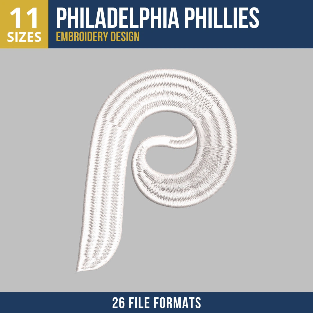 Philadelphia Phillies P Monogram Swirl Embroidery Design