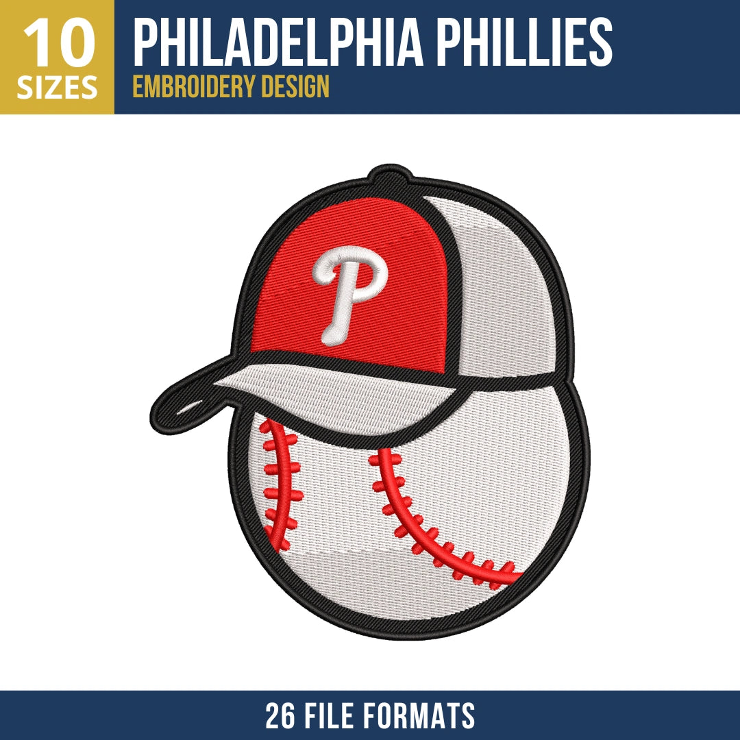 Philadelphia Phillies Baseball Cap Embroidery Design