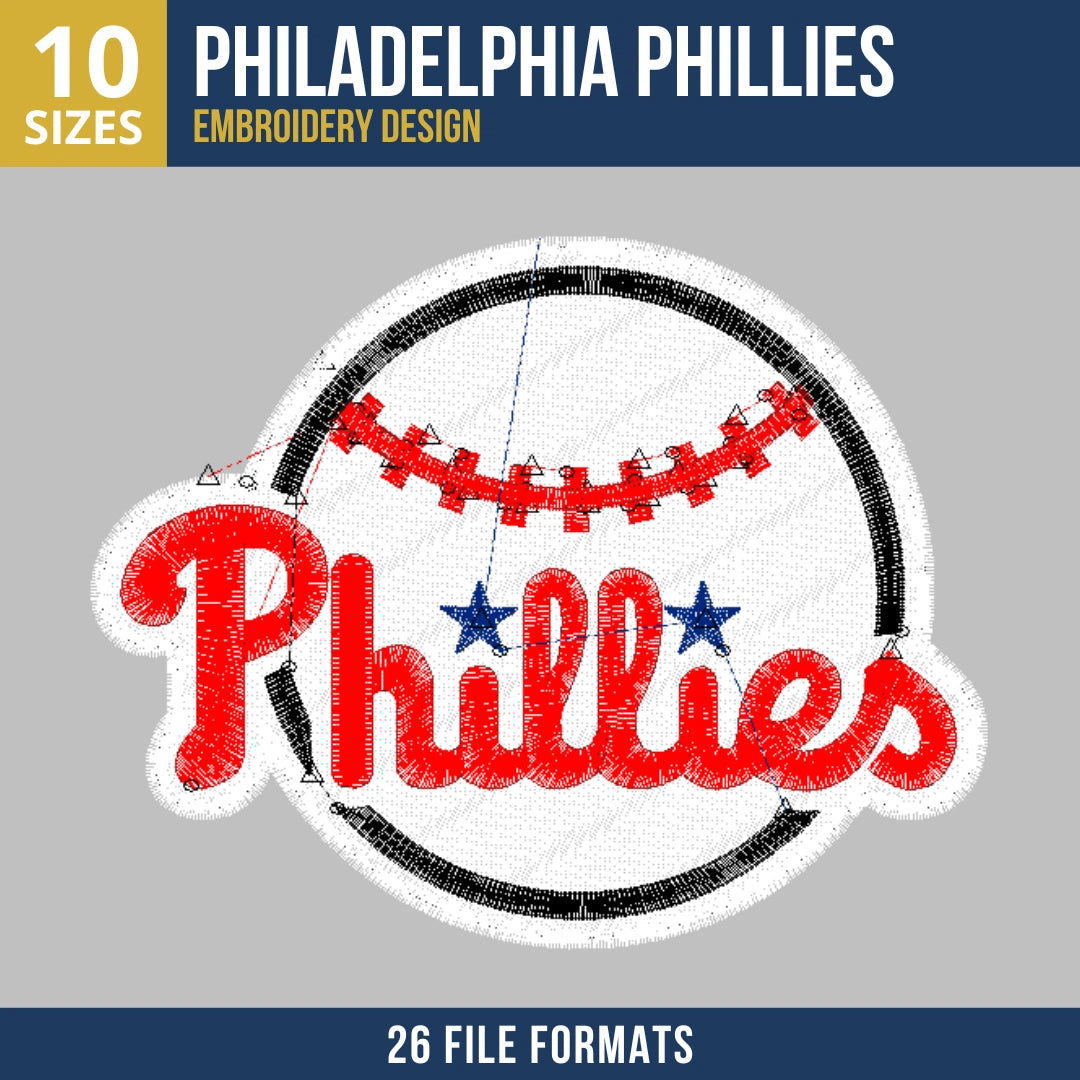 Philadelphia Phillies Wordmark Baseball Embroidery Design