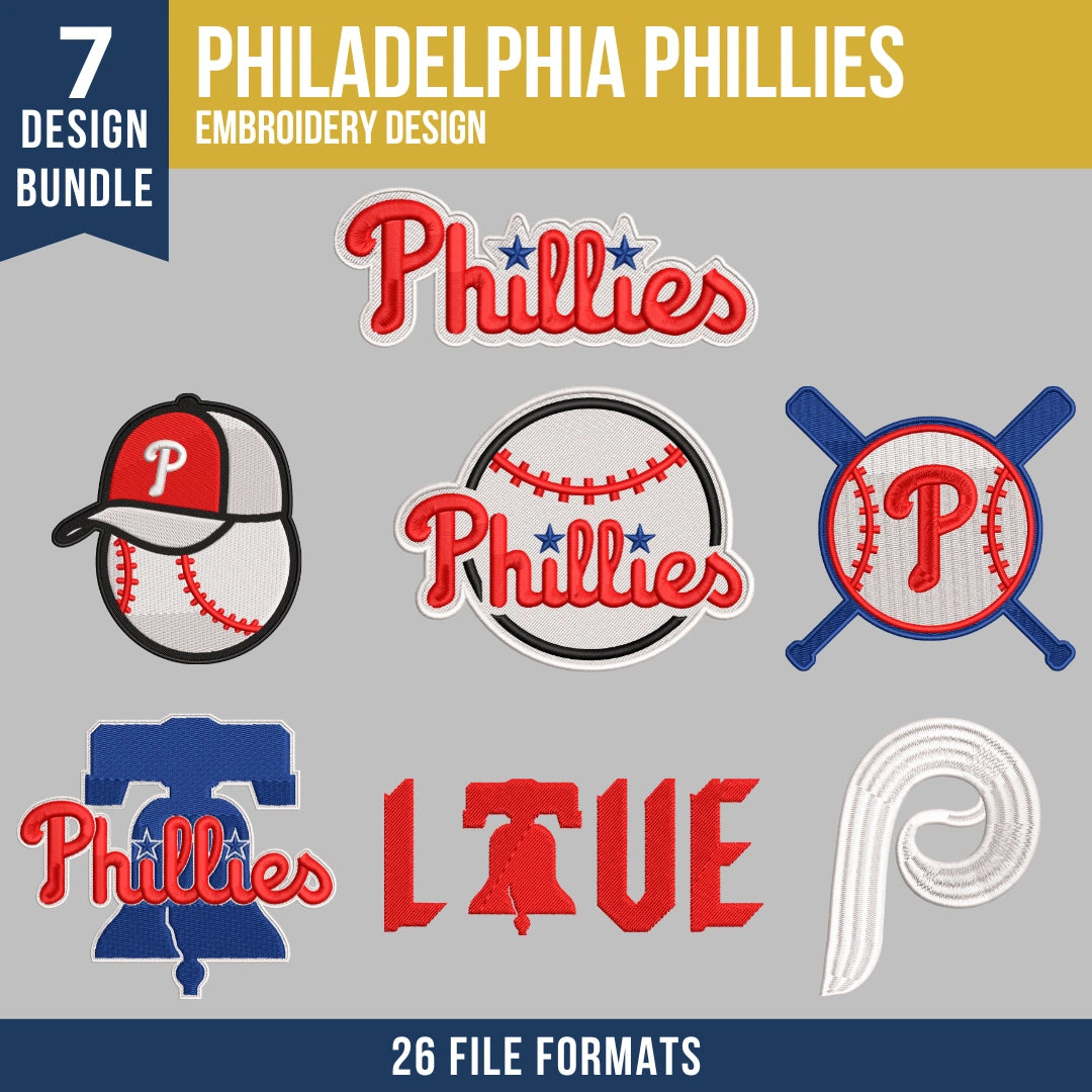 Philadelphia Phillies Embroidery Bundle – 7 Designs, 26 Formats
