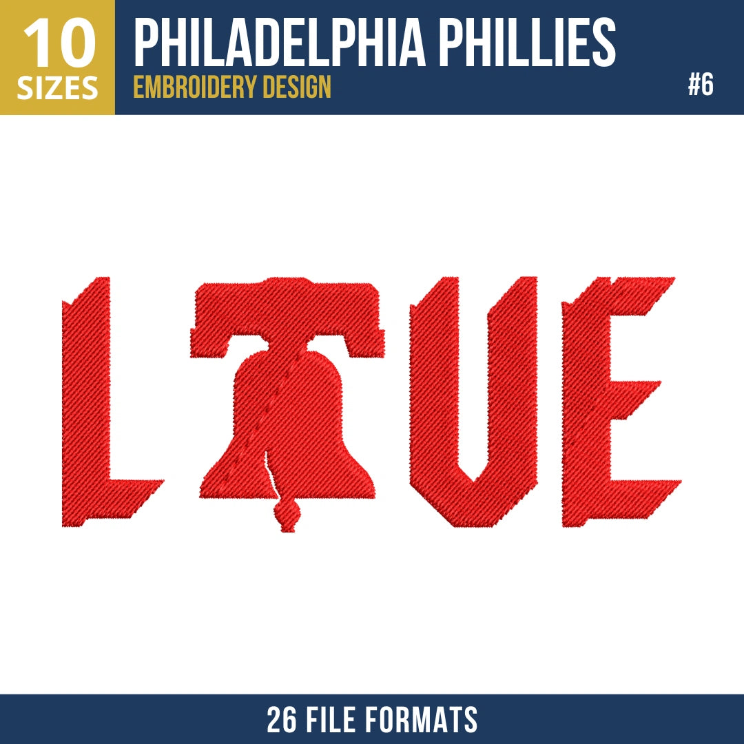 Philadelphia Phillies Embroidery Bundle – 7 Designs, 26 Formats