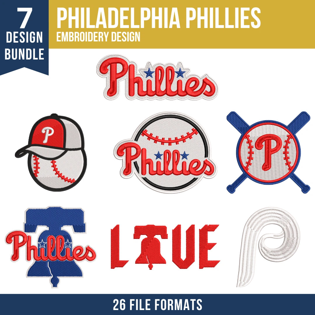 Philadelphia Phillies Embroidery Bundle – 7 Designs, 26 Formats