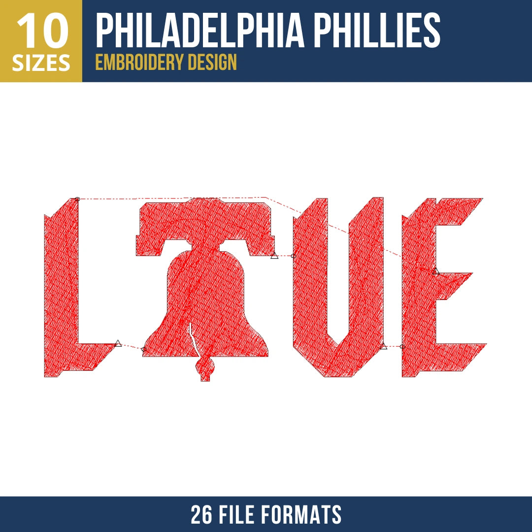 Philadelphia Phillies LOVE Liberty Bell Embroidery Design