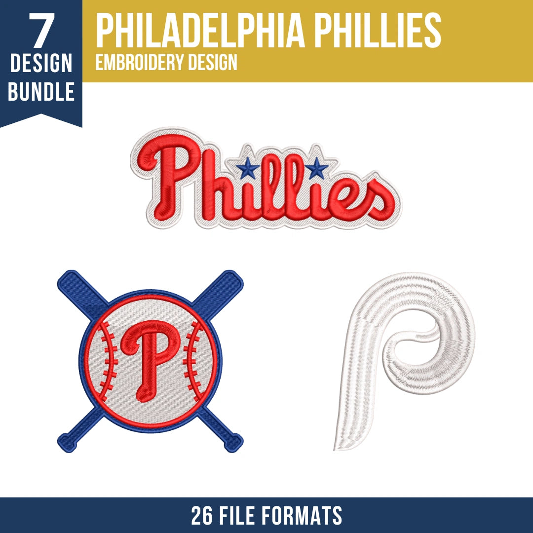 Philadelphia Phillies Embroidery Bundle – 7 Designs, 26 Formats