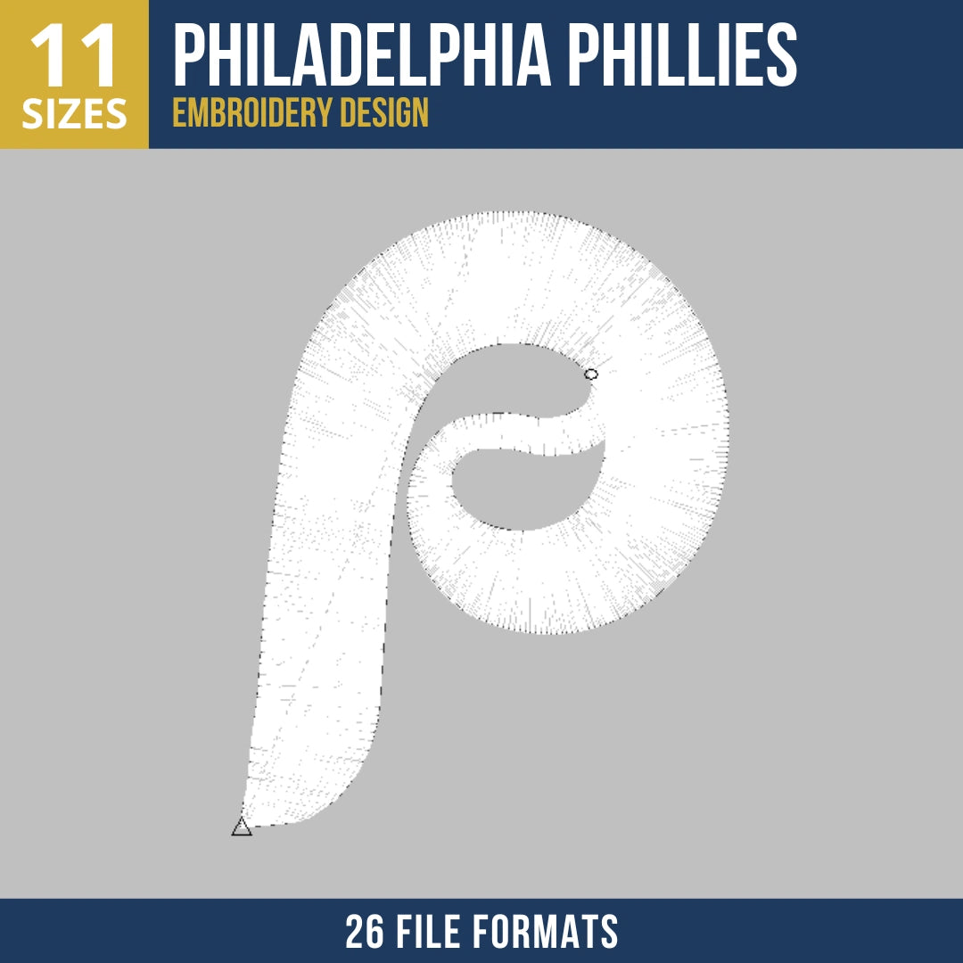 Philadelphia Phillies P Monogram Swirl Embroidery Design
