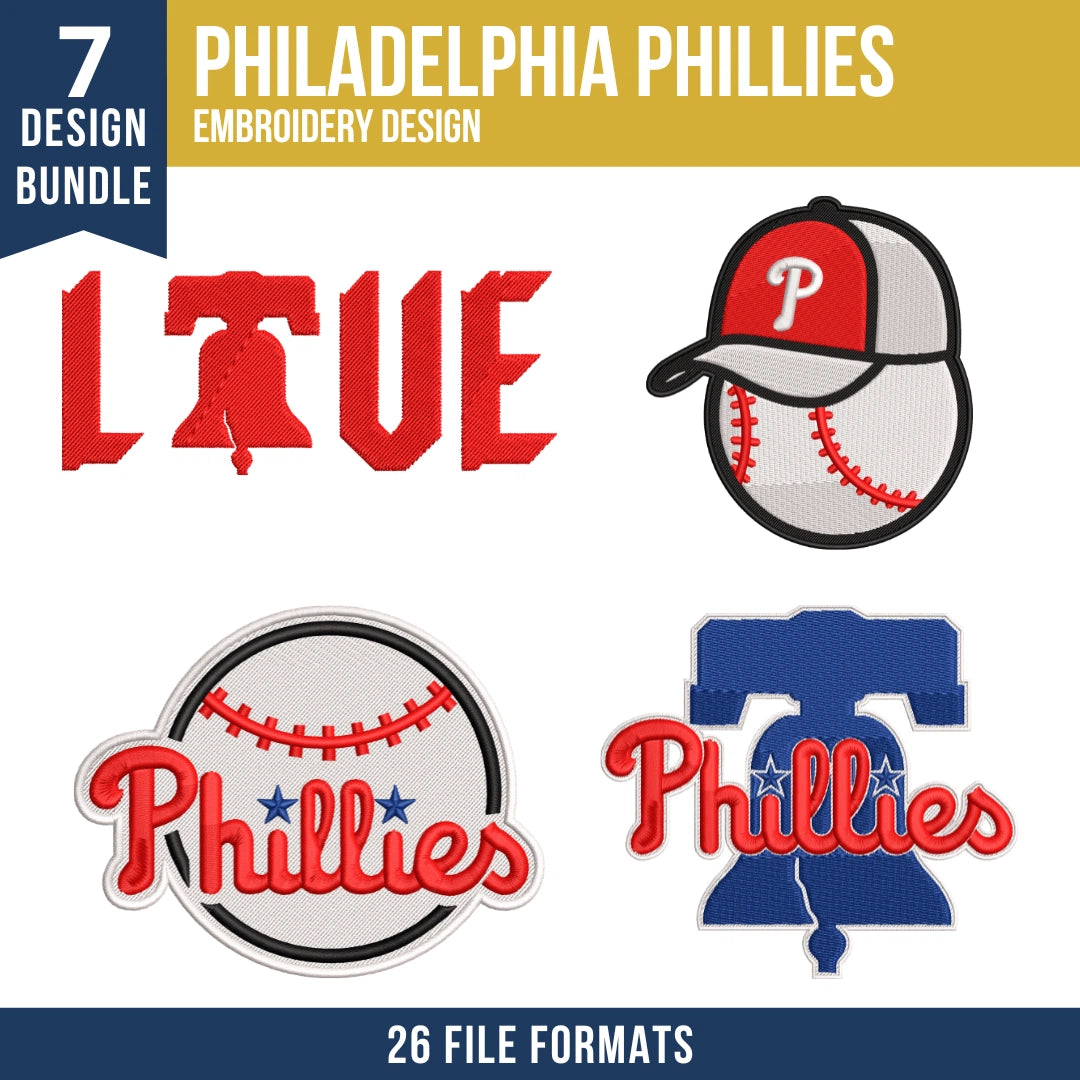 Philadelphia Phillies Embroidery Bundle – 7 Designs, 26 Formats