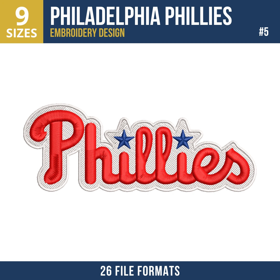 Philadelphia Phillies Embroidery Bundle – 7 Designs, 26 Formats