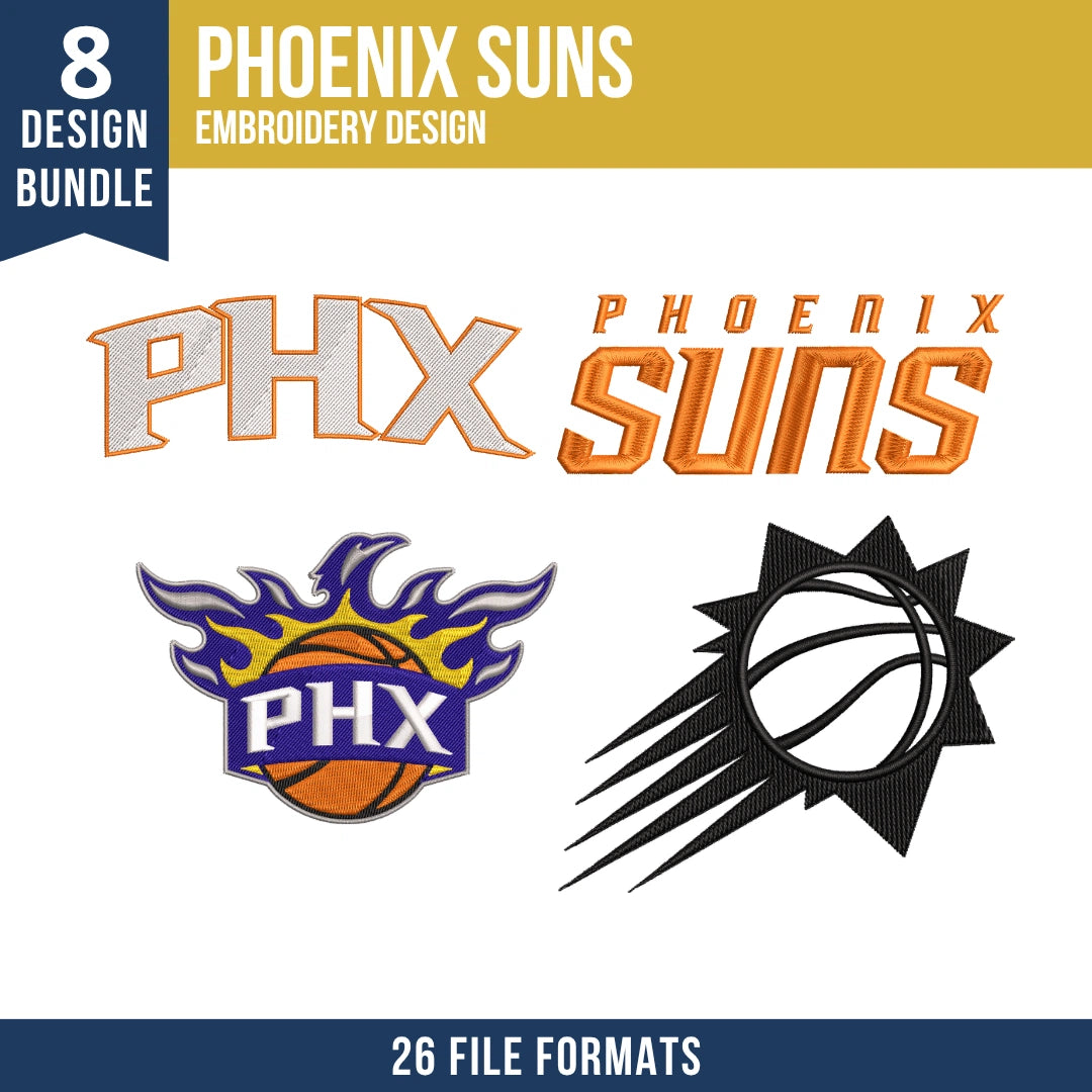 Phoenix Suns Embroidery Bundle | 8 Designs