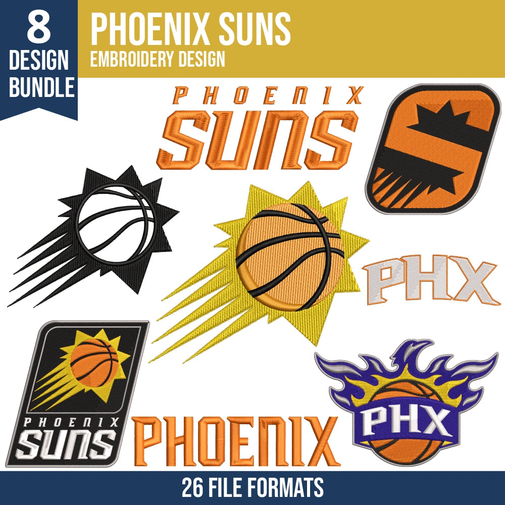 Phoenix Suns Embroidery Bundle | 8 Designs