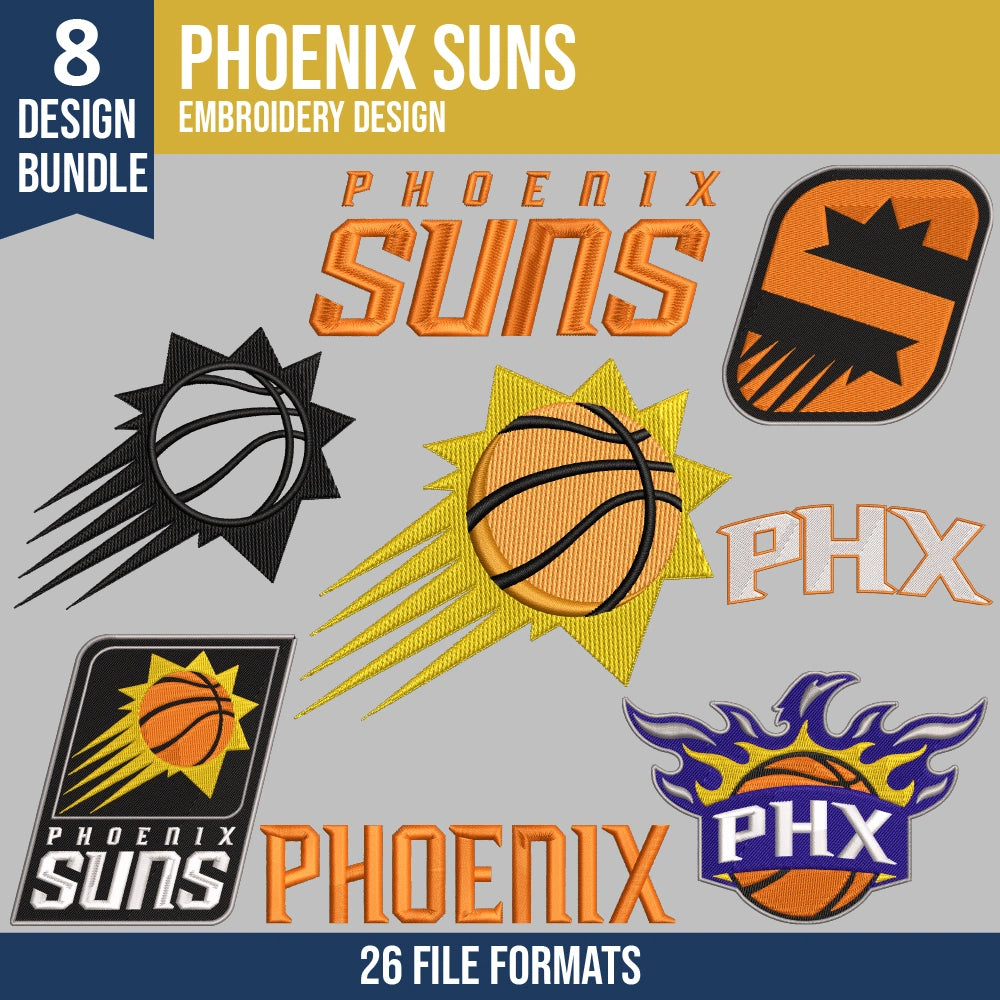 Phoenix Suns Embroidery Bundle | 8 Designs