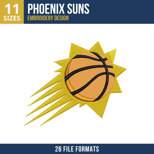 Phoenix Suns Sunburst Basketball Logo Machine Embroidery Design