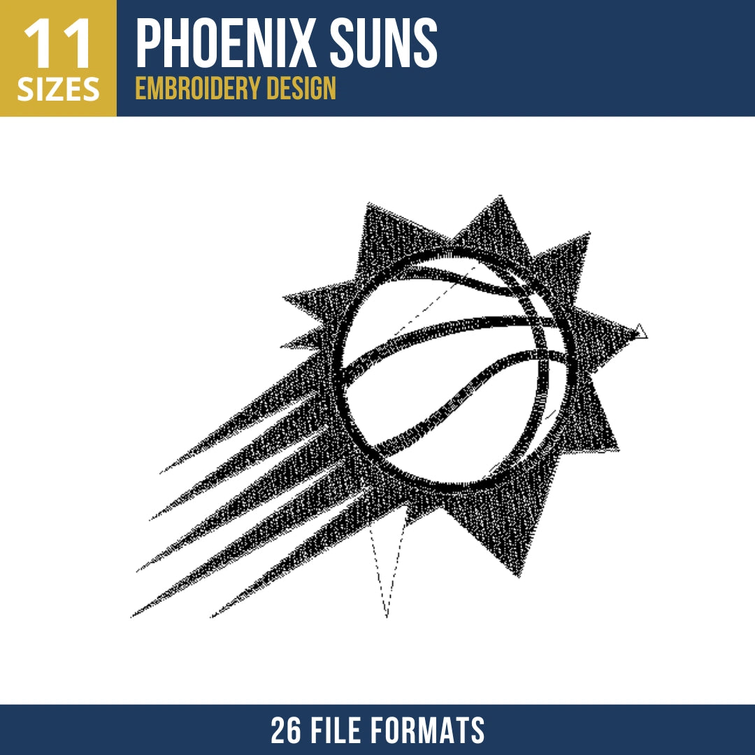 Phoenix Suns Sunburst Outline Basketball Embroidery Design