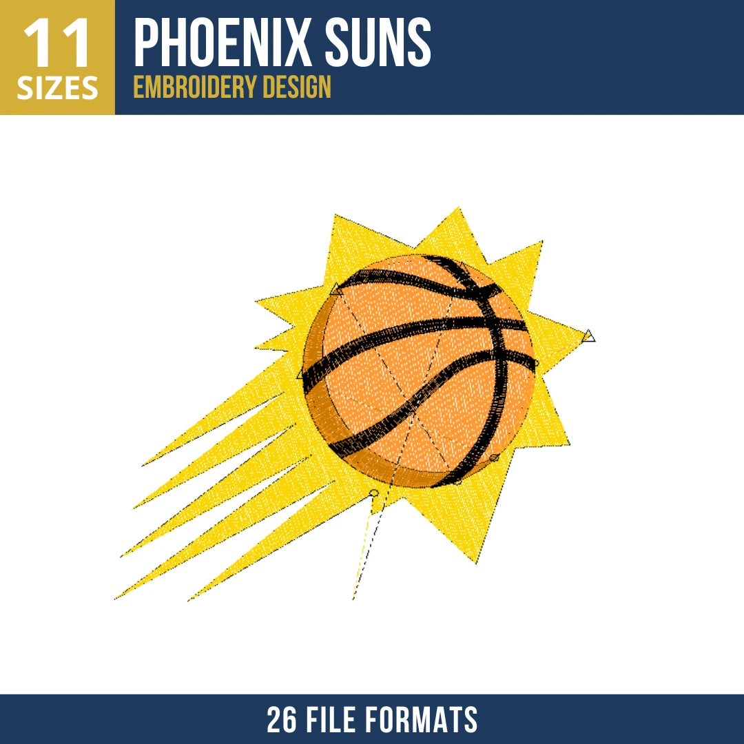 Phoenix Suns Sunburst Basketball Logo Machine Embroidery Design