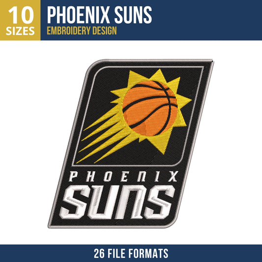 Phoenix Suns Angled Badge Embroidery Design | 10 Sizes