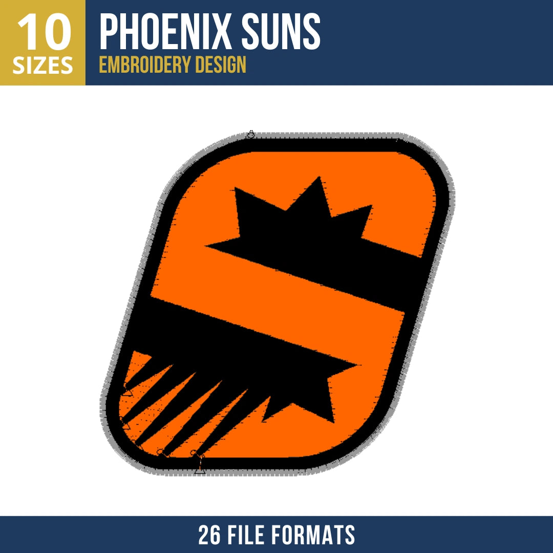 Phoenix Suns Abstract Geometric Patch Embroidery Design | 10 Sizes