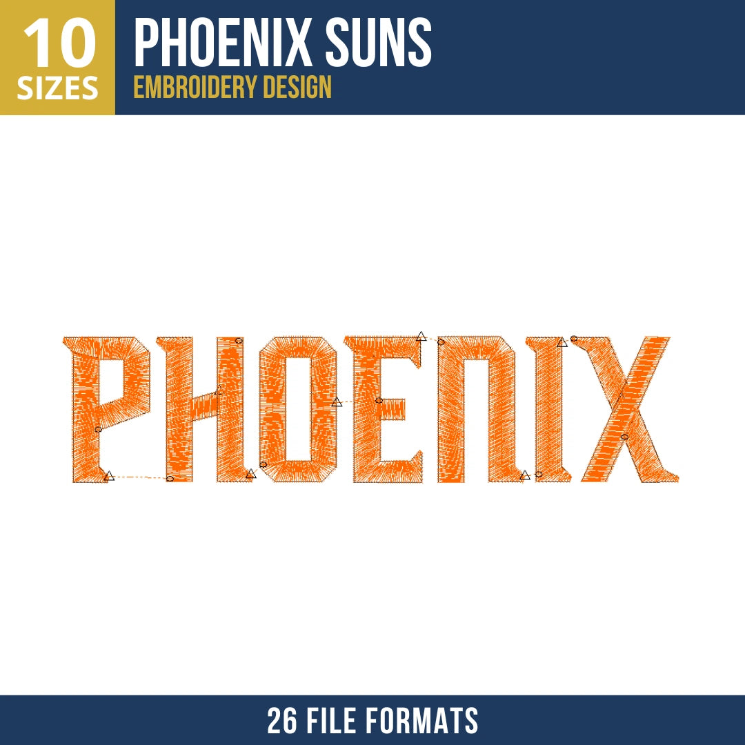 Phoenix Suns Wordmark Embroidery Design | 10 Sizes