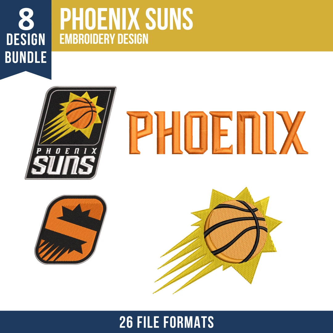 Phoenix Suns Embroidery Bundle | 8 Designs