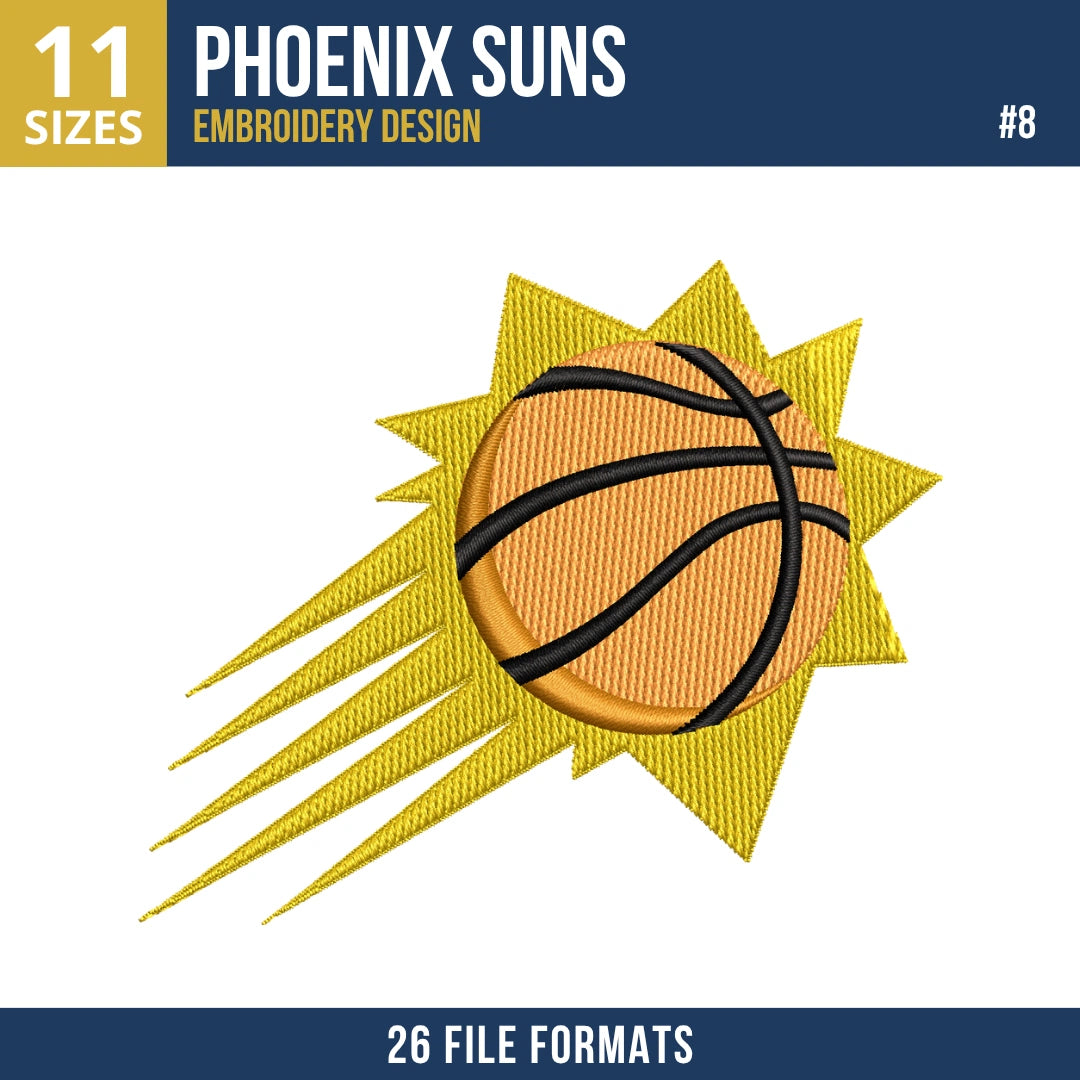 Phoenix Suns Embroidery Bundle | 8 Designs