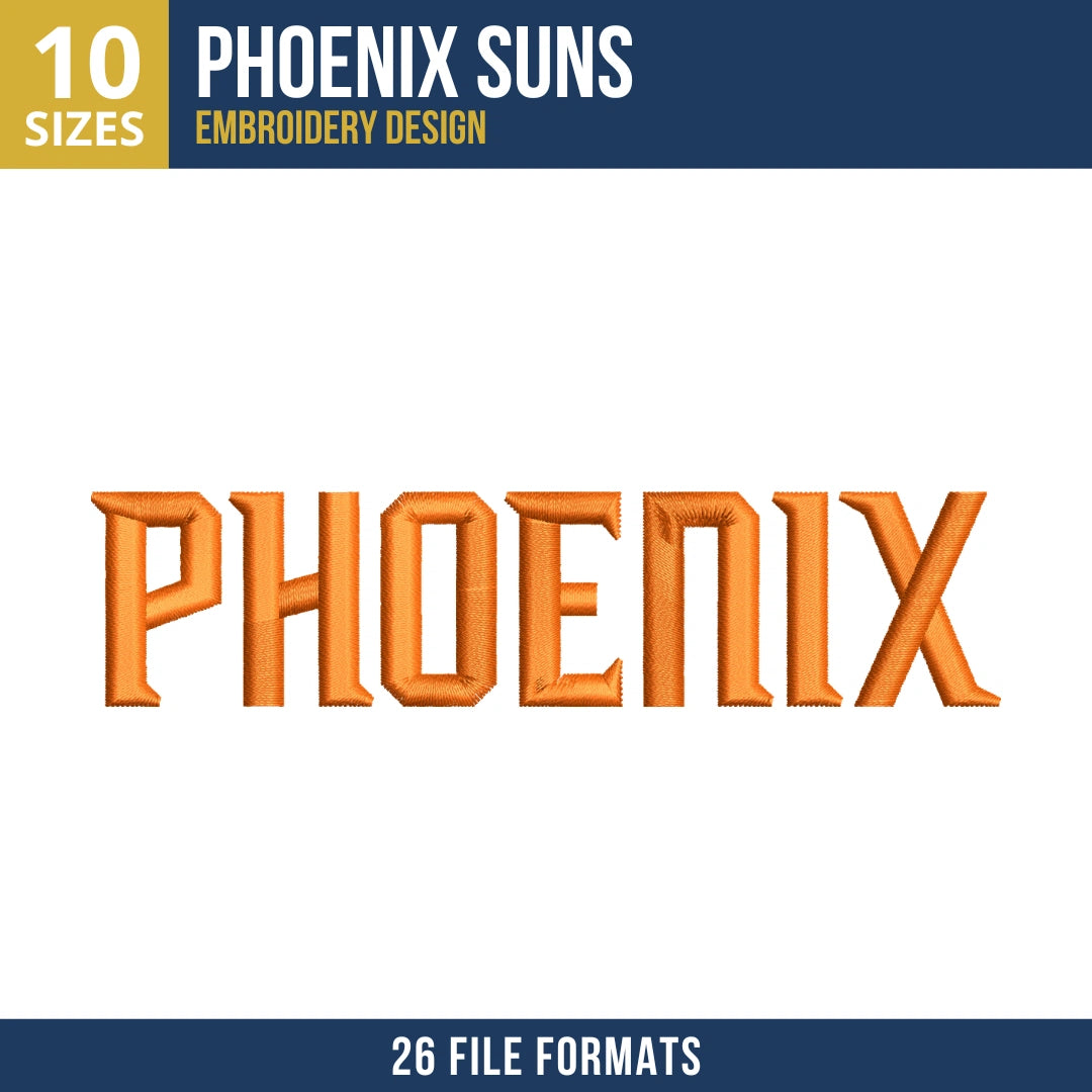 Phoenix Suns Wordmark Embroidery Design | 10 Sizes