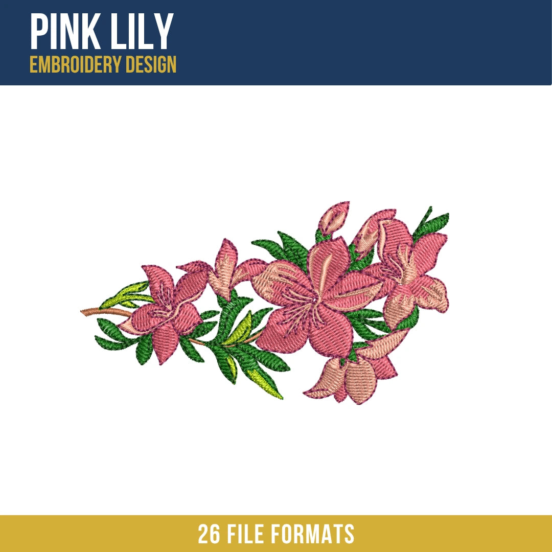 Pink Lily Embroidery Design