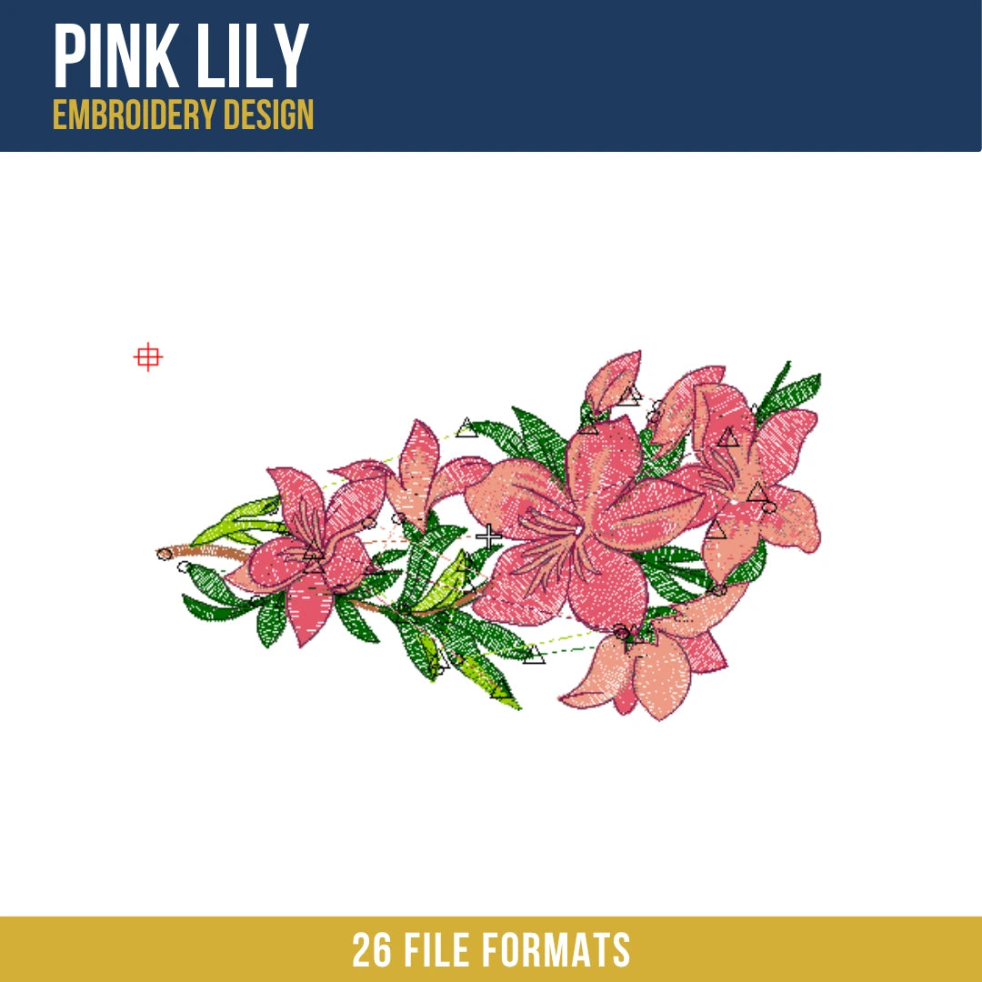 Pink Lily Embroidery Design