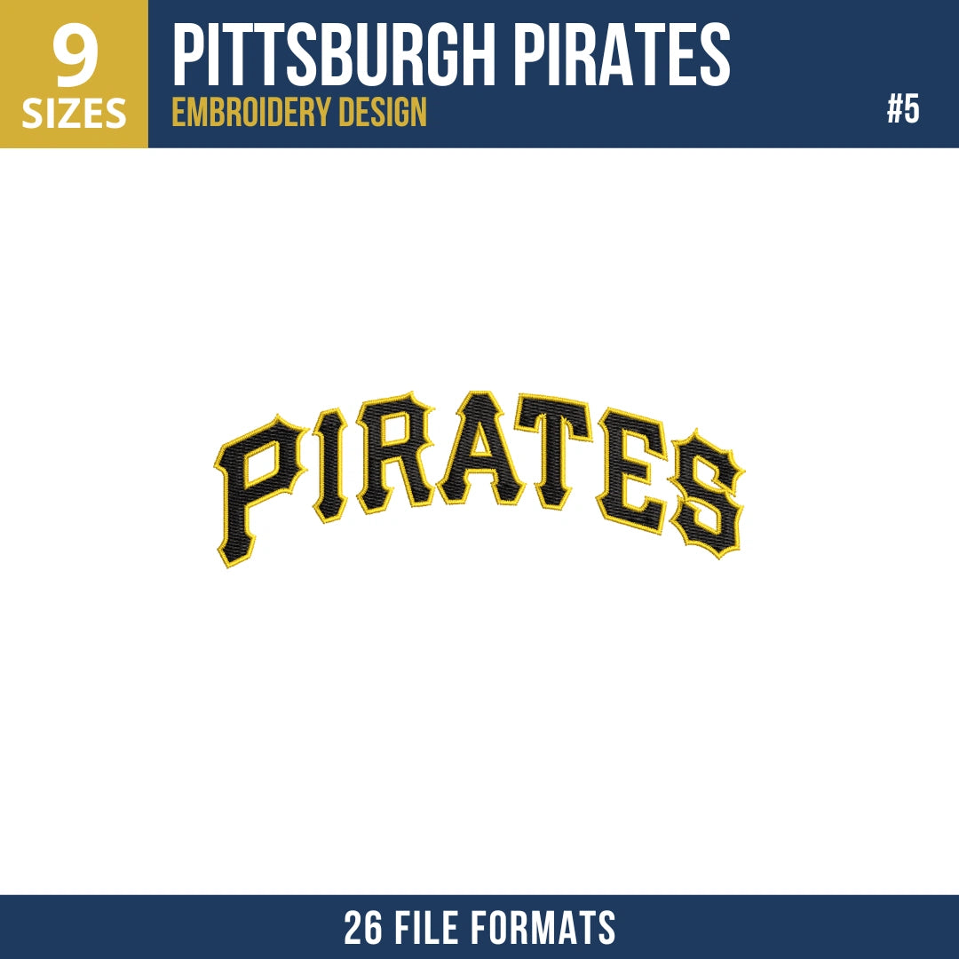 Pittsburgh Pirates Embroidery Bundle – 8 Designs, 26 Formats
