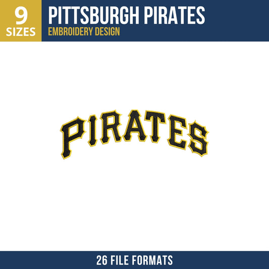 Pittsburgh Pirates Arched Wordmark Embroidery Design