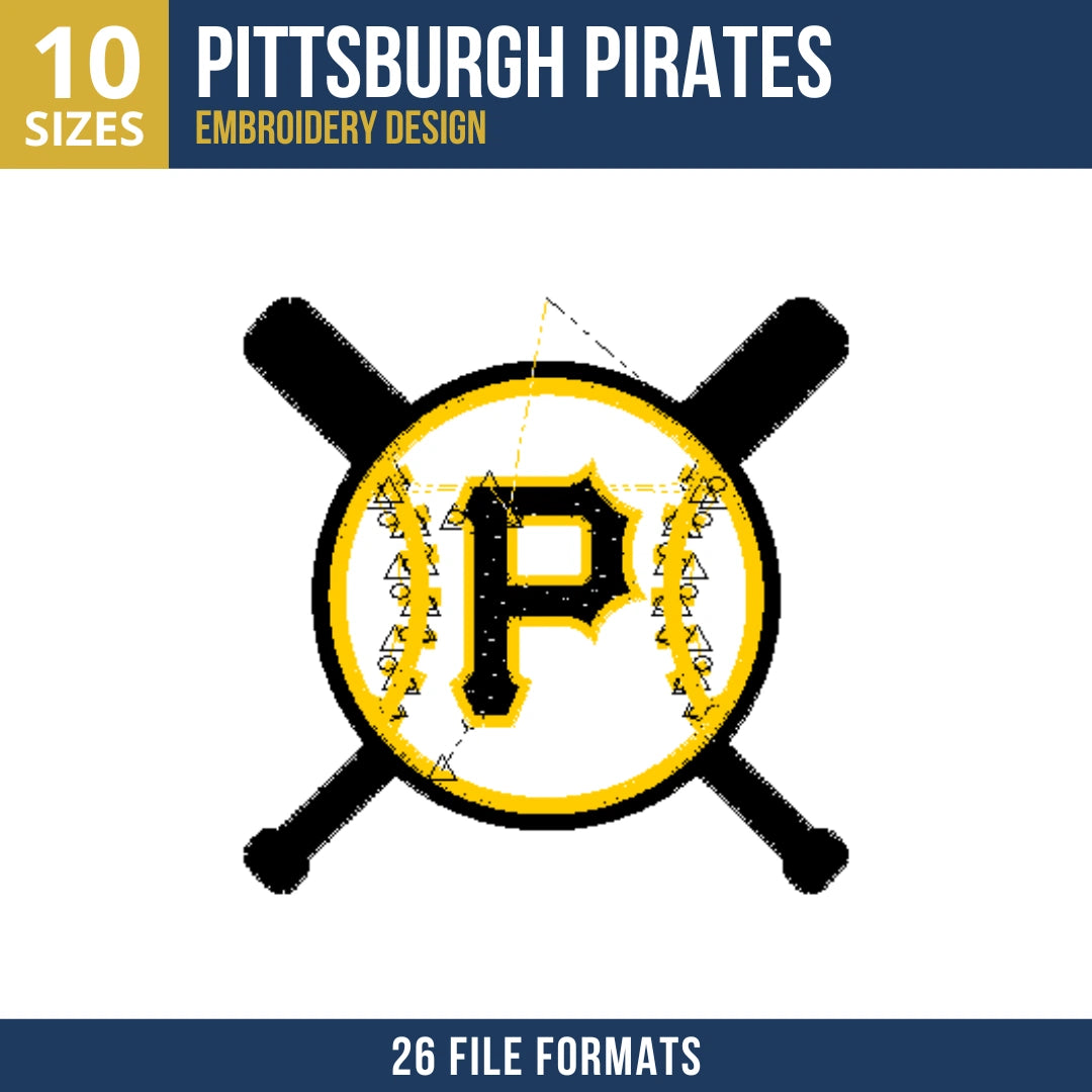 Pittsburgh Pirates P Baseball Crossed Bats Embroidery Design