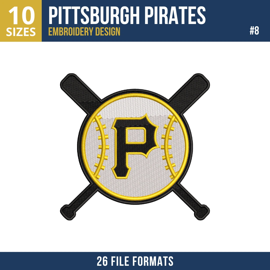 Pittsburgh Pirates Embroidery Bundle – 8 Designs, 26 Formats