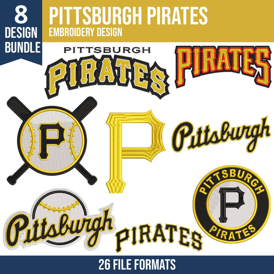 Pittsburgh Pirates Embroidery Bundle – 8 Designs, 26 Formats