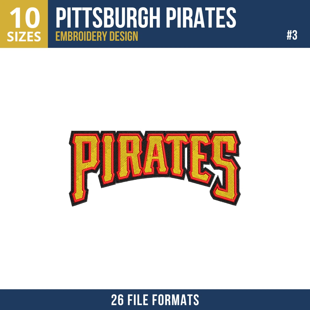 Pittsburgh Pirates Embroidery Bundle – 8 Designs, 26 Formats