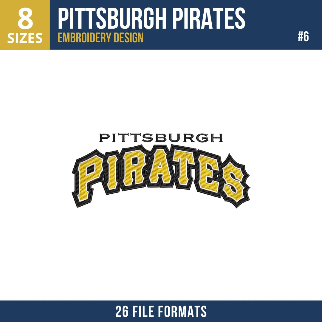 Pittsburgh Pirates Embroidery Bundle – 8 Designs, 26 Formats