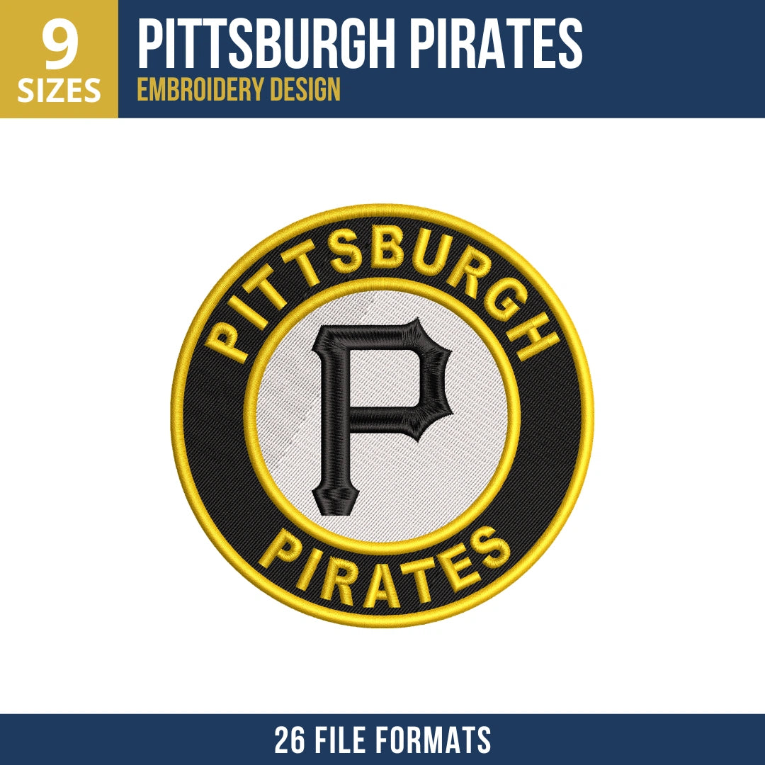 Pittsburgh Pirates Circular Badge Embroidery Design