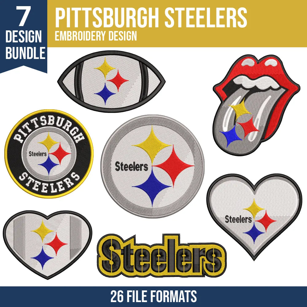 Pittsburgh Steelers Embroidery Bundle | 7 Designs