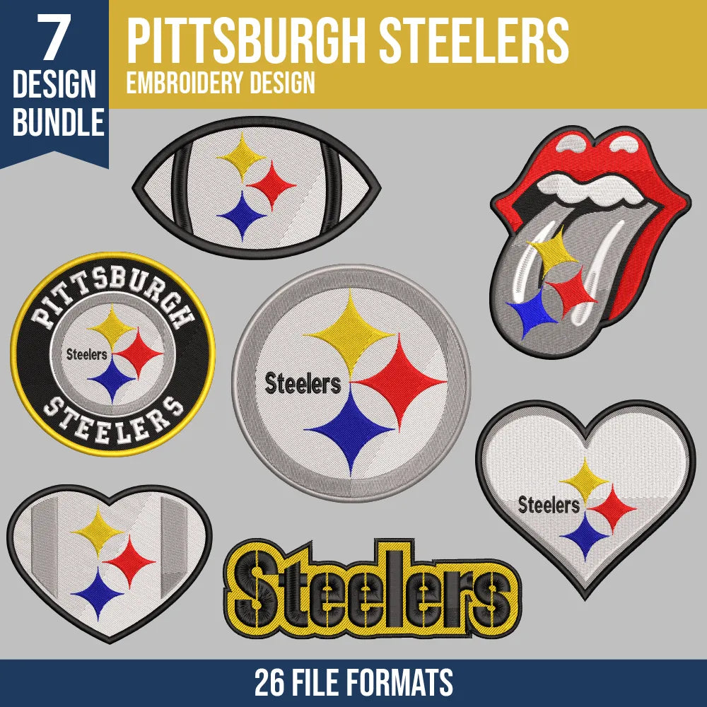 Pittsburgh Steelers Embroidery Bundle | 7 Designs