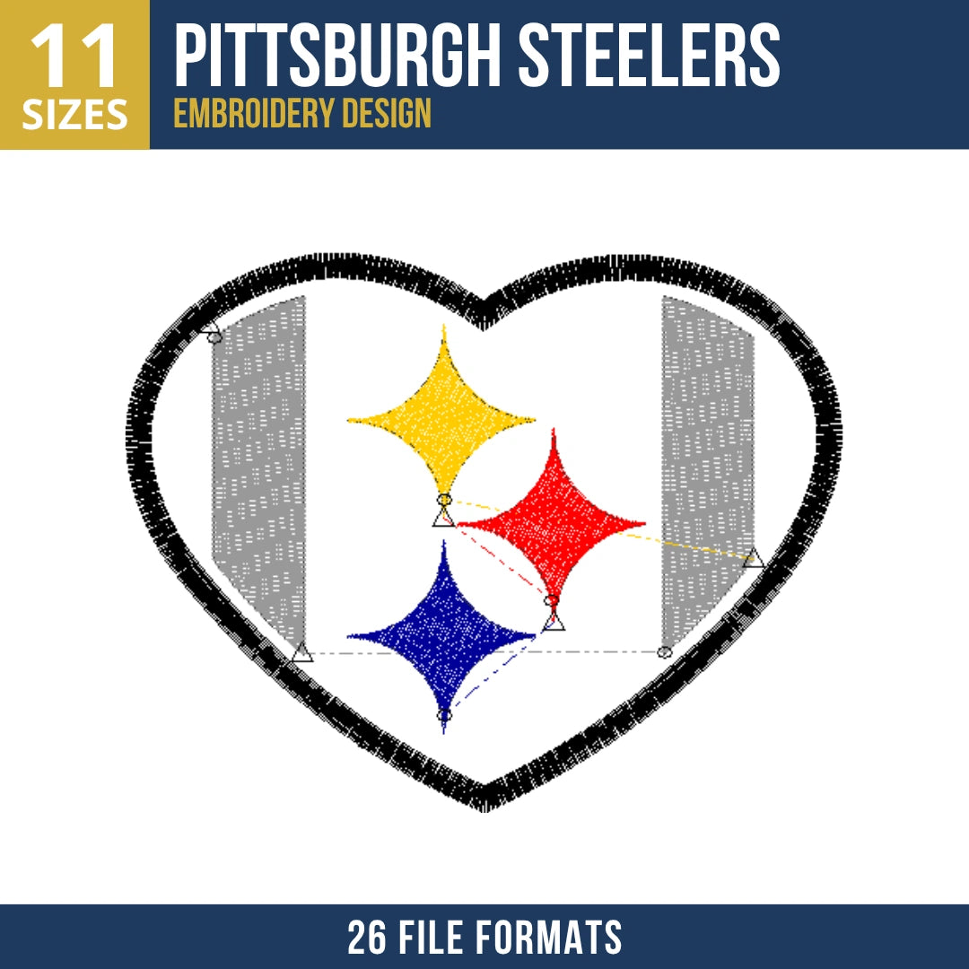 Pittsburgh Steelers Heart Steelmark Embroidery Design