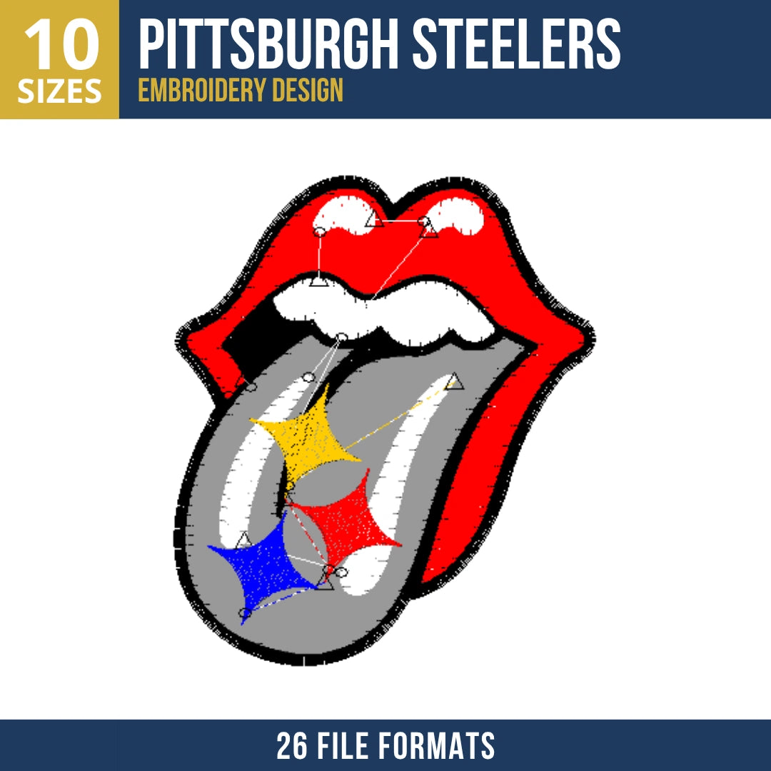Pittsburgh Steelers Lips and Tongue Embroidery Design