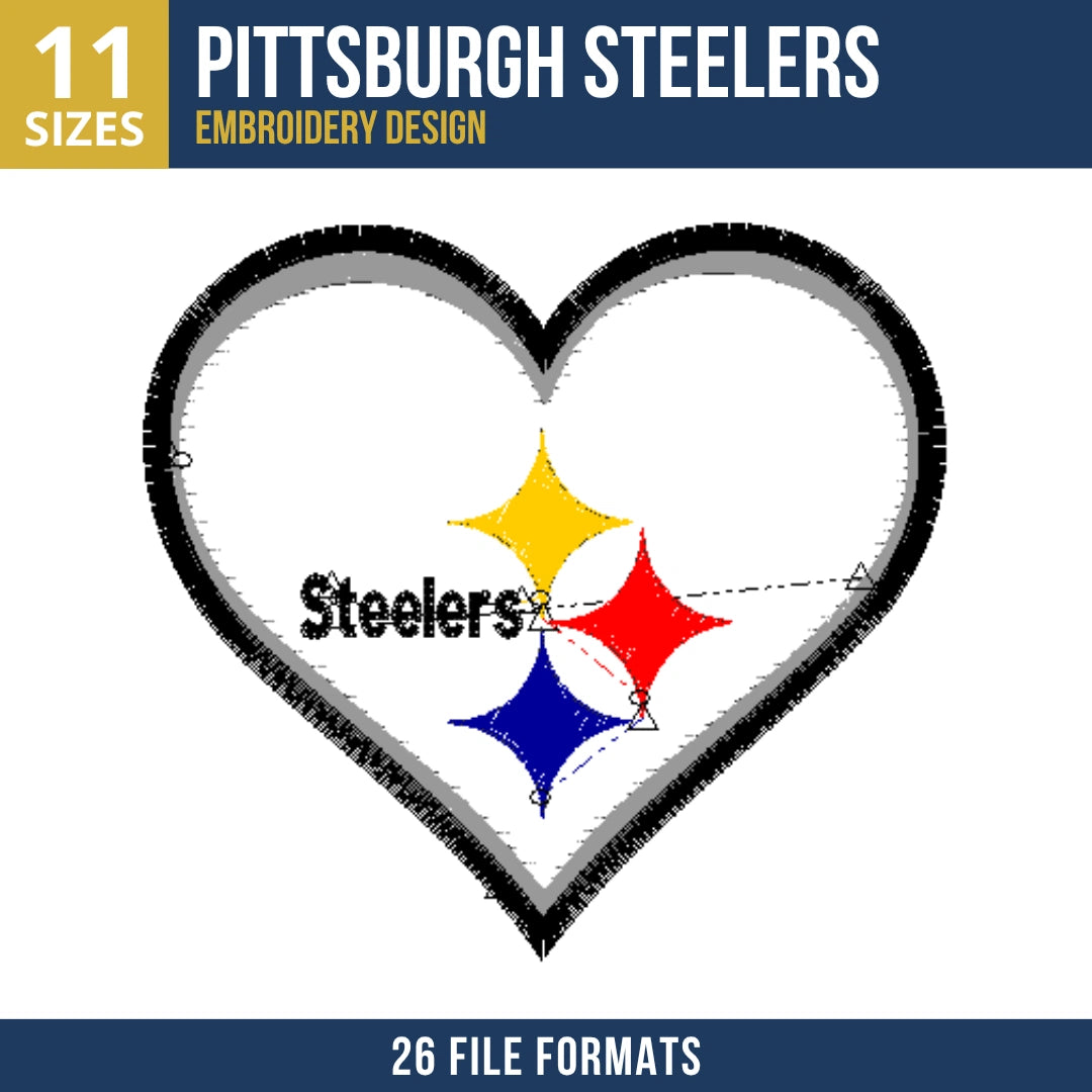 Pittsburgh Steelers Steelmark Heart Embroidery Design 