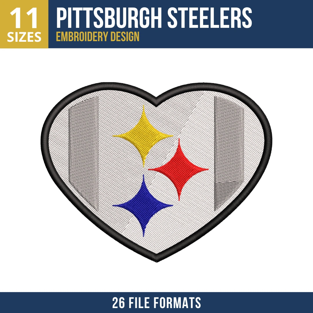 Pittsburgh Steelers Heart Steelmark Embroidery Design