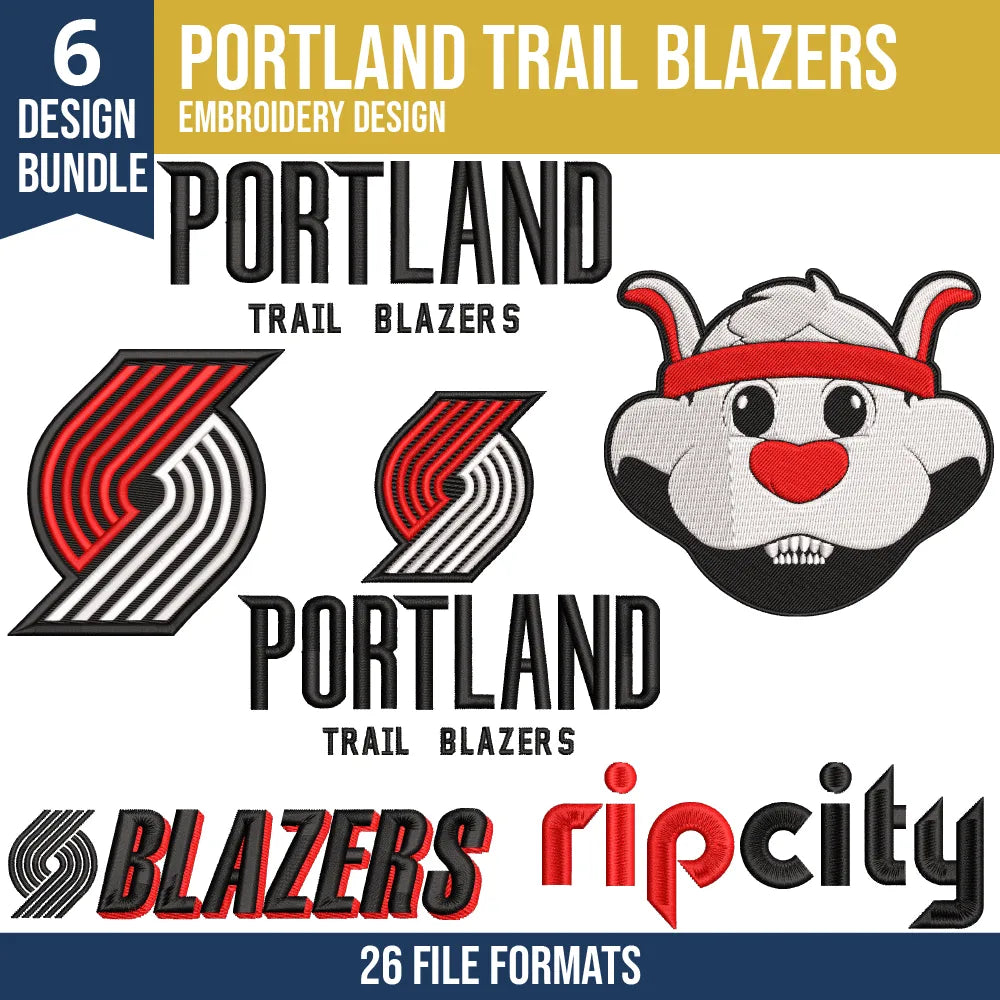Portland Trail Blazers Embroidery Design Bundle