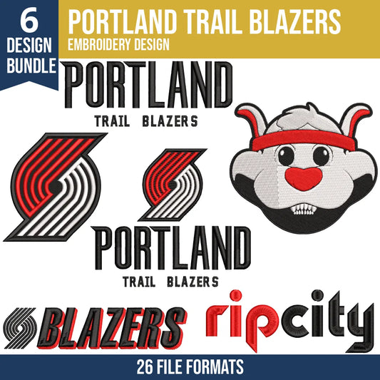 Portland Trail Blazers Embroidery Design Bundle