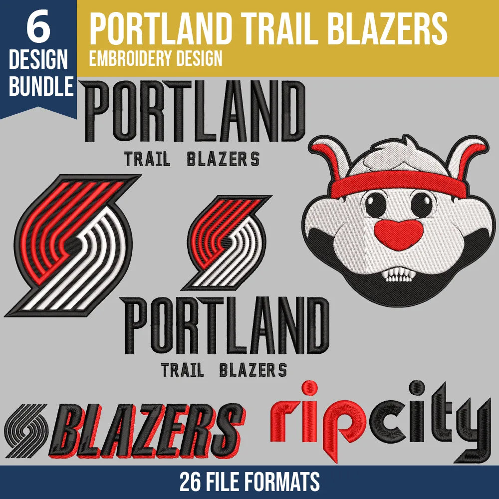 Portland Trail Blazers Embroidery Design Bundle