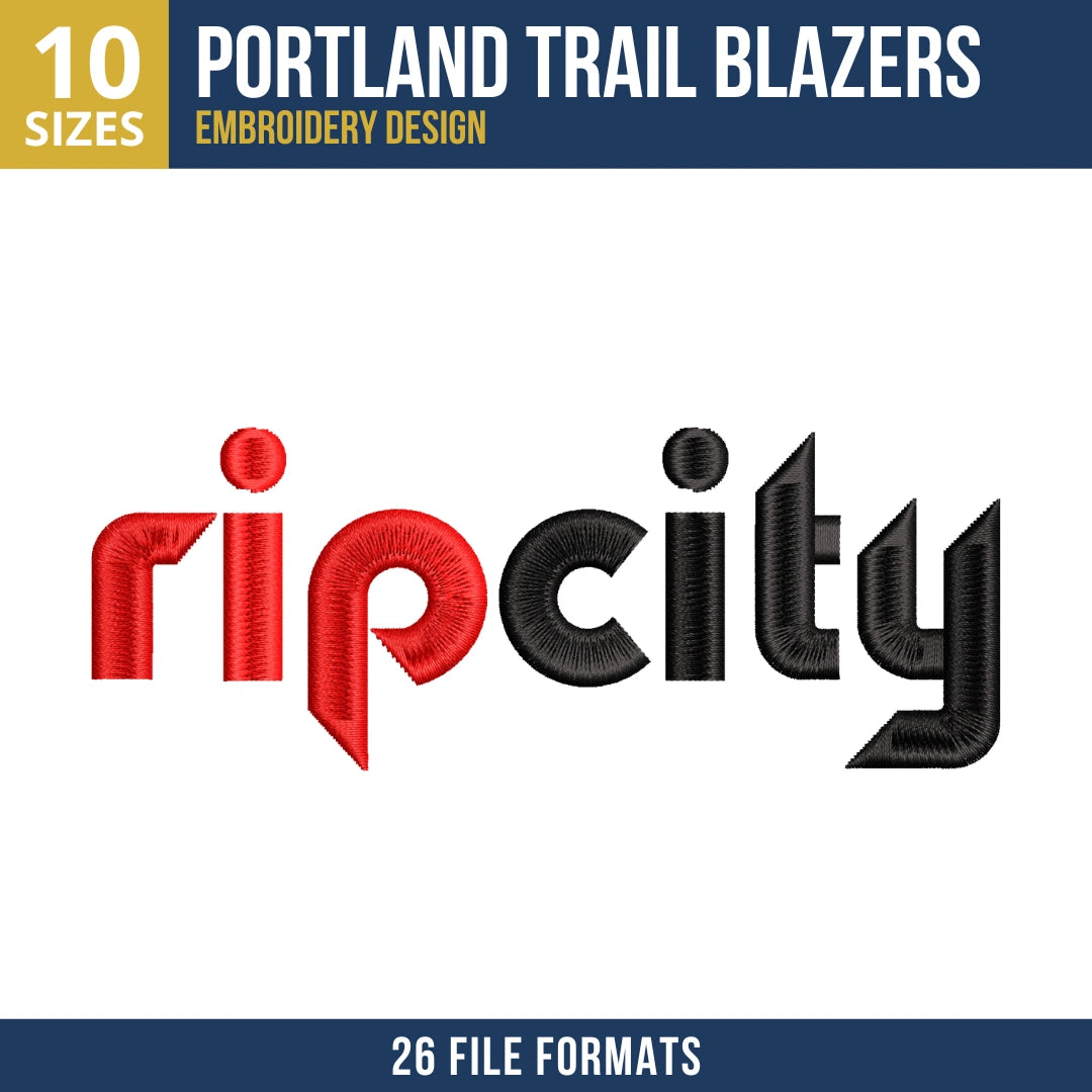 Portland Trail Blazers Rip City Wordmark Embroidery Design