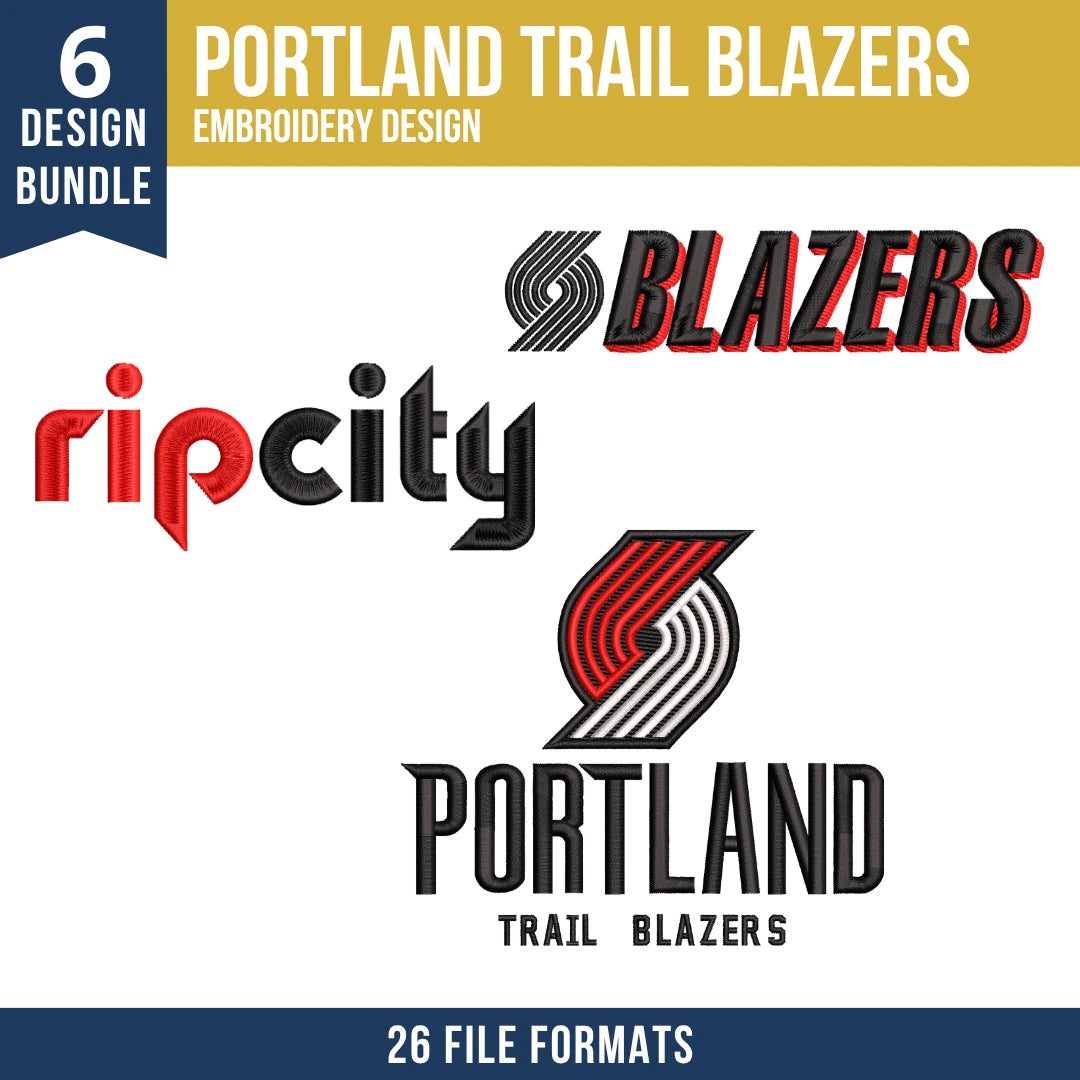 Portland Trail Blazers Embroidery Design Bundle