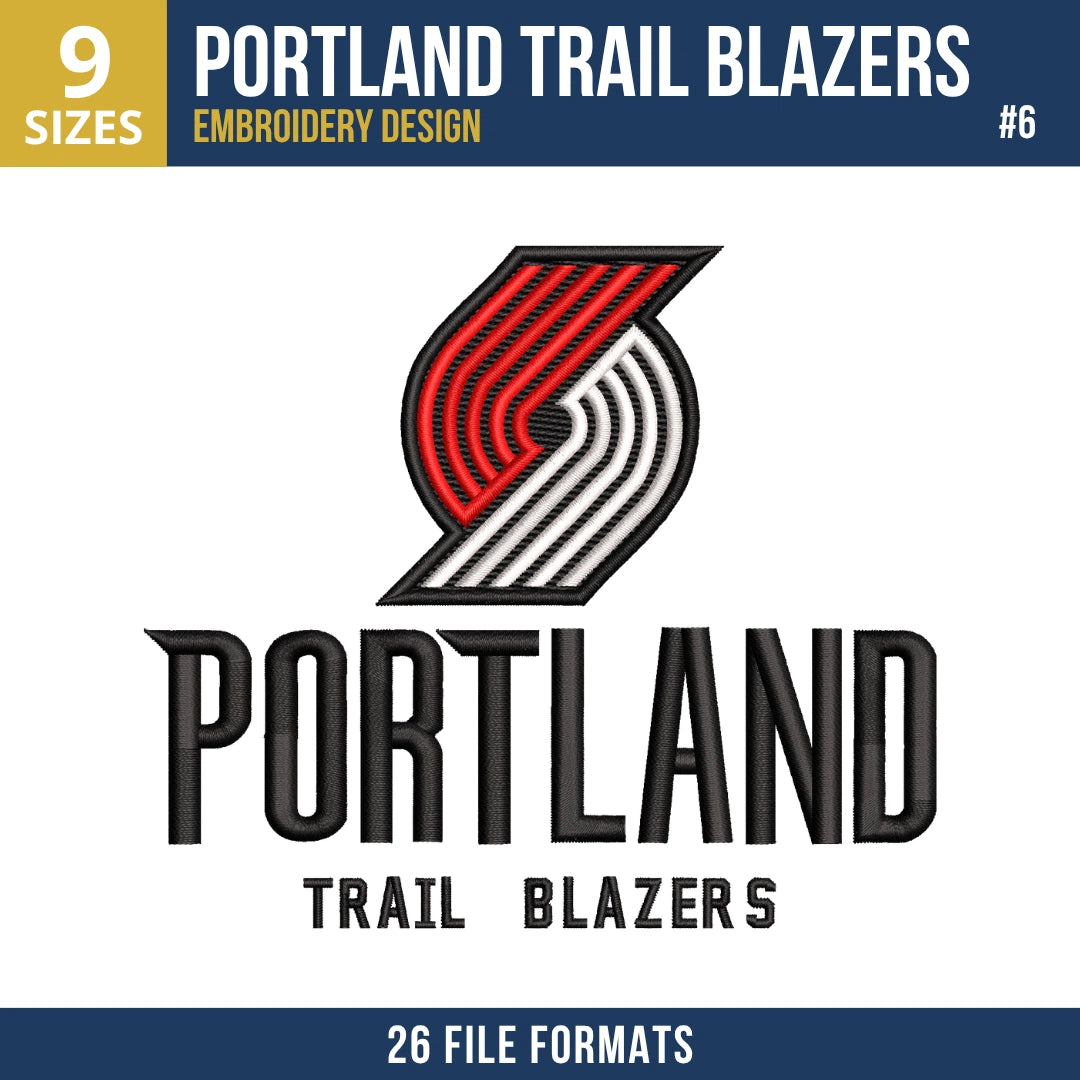 Portland Trail Blazers Embroidery Design Bundle