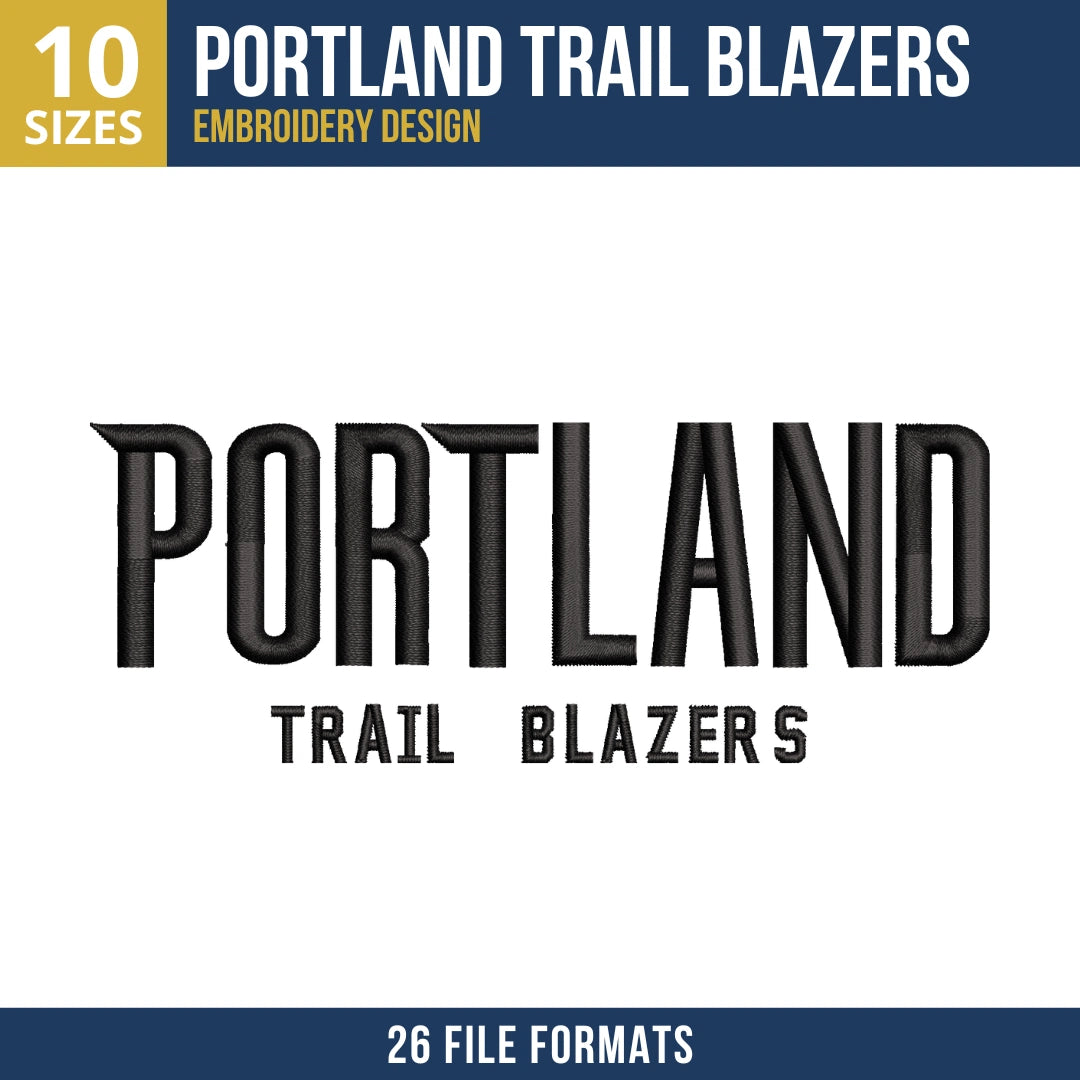 Portland Trail Blazers Stacked Wordmark Embroidery Design