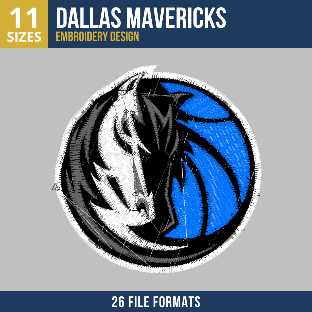 Dallas Mavericks Horse Head Circle Badge Basketball Embroidery Design