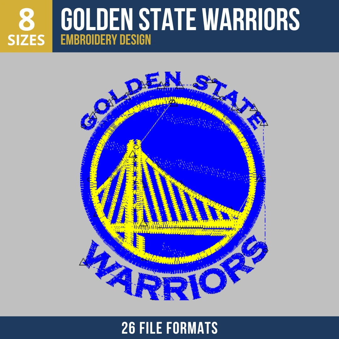 Golden State Warriors Circle Badge Basketball Embroidery Design