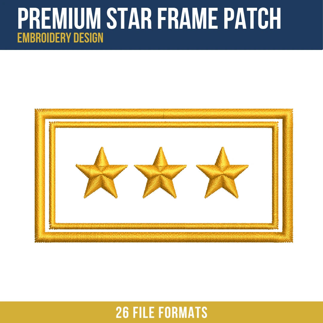 Premium Star Frame Patch Embroidery Design